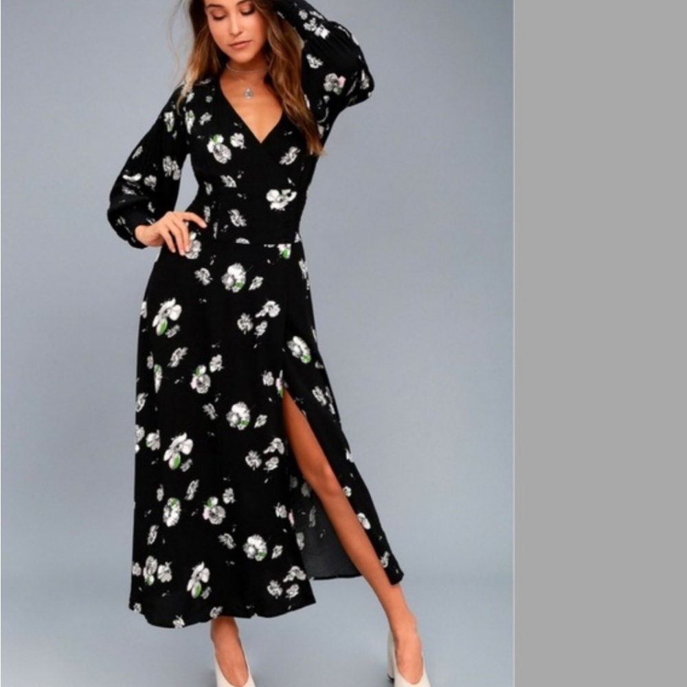 Free People Floral Black Maxi Dress